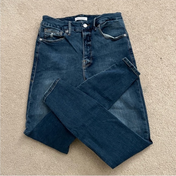 Good American GOOD Good Waist High Rise Raw Hem Ankle Skinny Jeans / Blue 309 - Picture 4 of 6